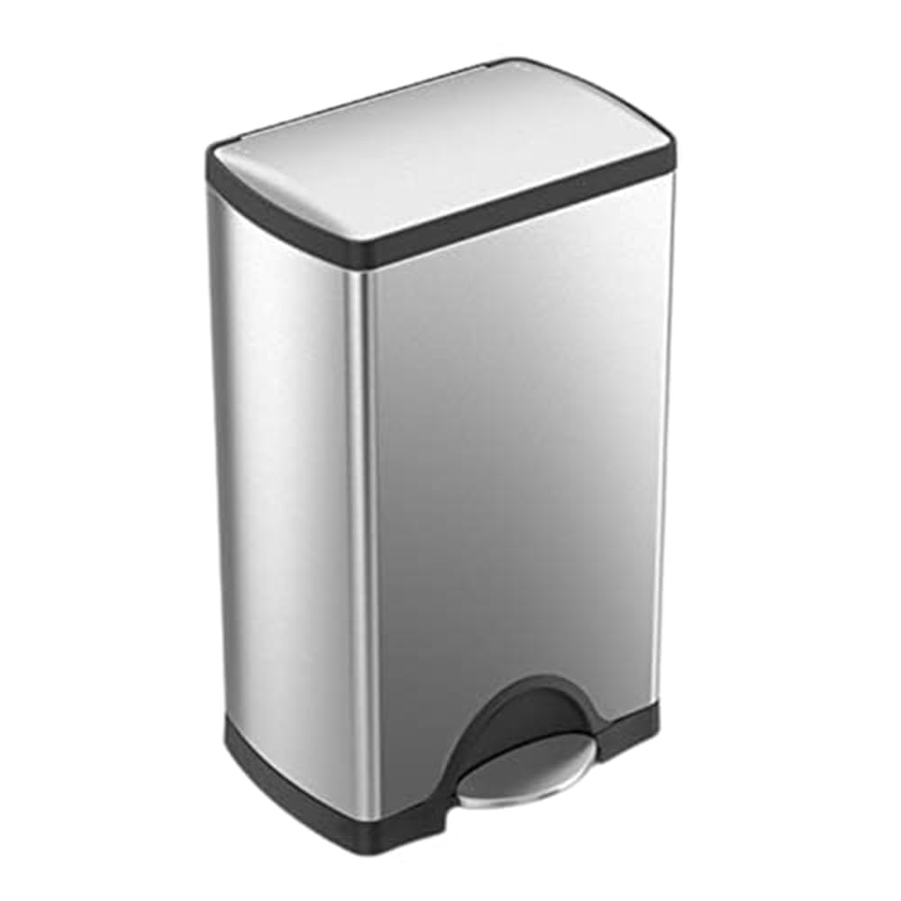 simplehuman 50 Liter / 13.0 Gallon Rectangular Kitchen Step Trash Can, Brushed Stainless Steel