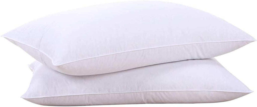 puredown® Goose Feathers and Down White Pillows with 100% Cotton Cover, Bed Sleeping Hotel Collection Pillows Set of 2, Standard Size