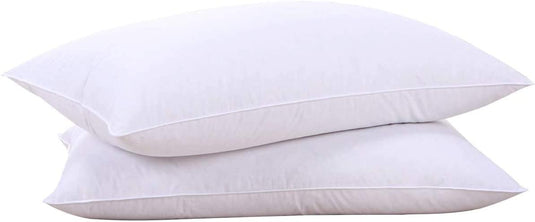 puredown® Goose Feathers and Down White Pillows with 100% Cotton Cover, Bed Sleeping Hotel Collection Pillows Set of 2, Standard Size