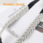 Aster Bridal Rhinestone Belt for Women, Handcrafted Sparkly Rhinestone Belt for Formal Dress, Wedding Dress Belt Glitter Ribbon Belt for Jeans Dress(Black)