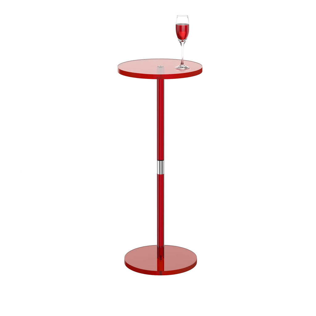 Acrylic Drink Table for Small Spaces, Clear Side Table, 10" L x 10" W x 21.3" H, Round End Table for Living Room, Bedroom, Office, Easy Assembly