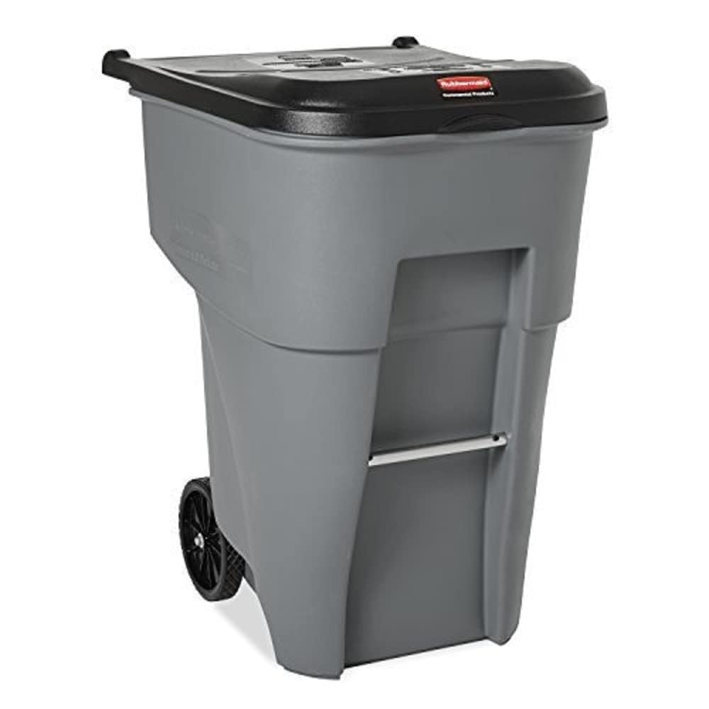 Rubbermaid Commercial Products BRUTE Rollout Heavy-Duty Wheeled Recycling Can/Bin, 50-Gallon, Blue Recycling, for Restaurants/Hospitals/Offices/Warehouses/Garage