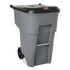 Rubbermaid Commercial Products BRUTE Rollout Heavy-Duty Wheeled Recycling Can/Bin, 50-Gallon, Blue Recycling, for Restaurants/Hospitals/Offices/Warehouses/Garage