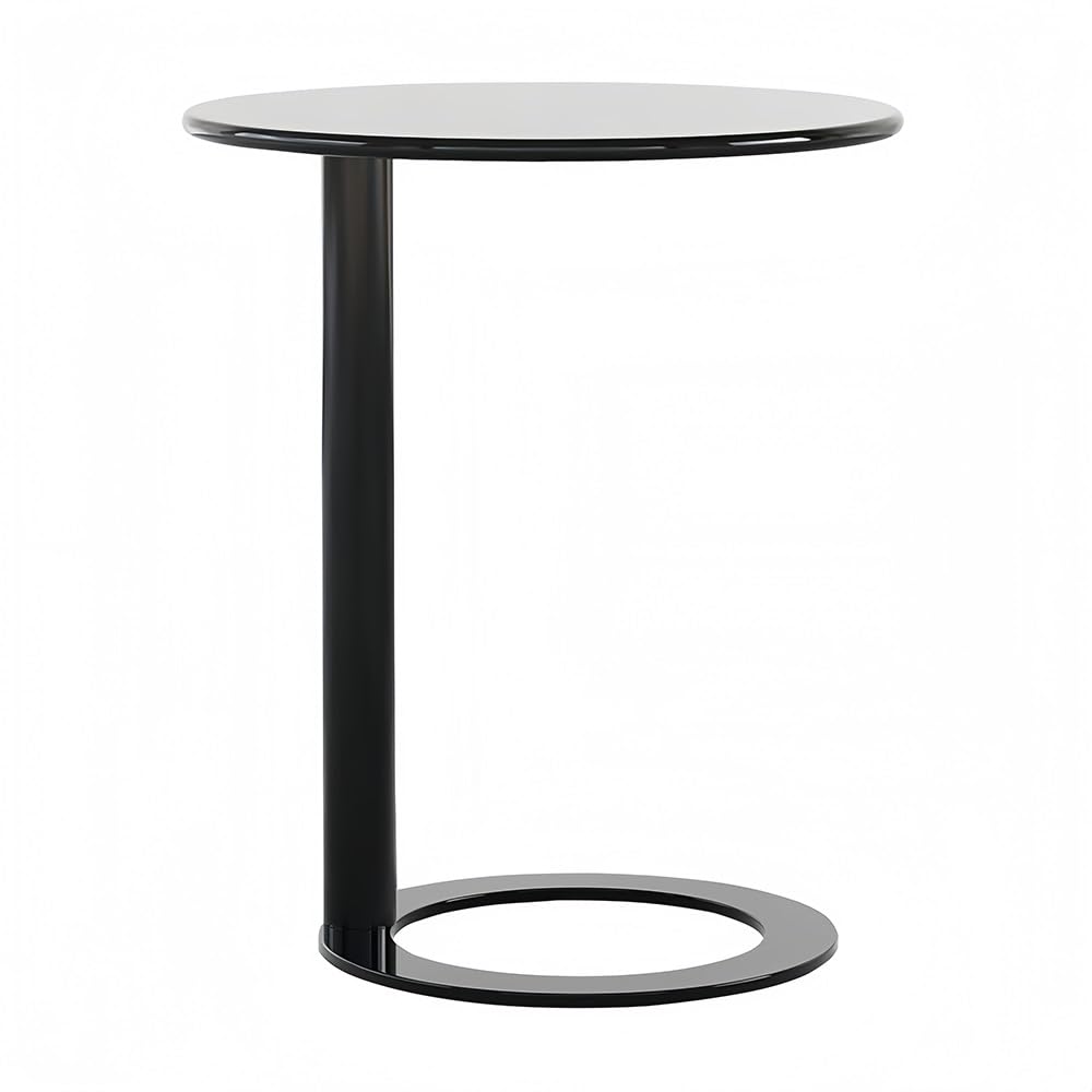 Modern C-Shaped Round Side Table for Living Room, Bedroom, and Office – Metal Coffee, and Bedside Table(Red,18.9 * 18.9 * 27.2in)