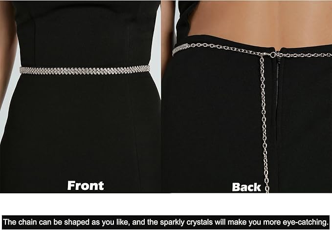 Mealah Rhinestone-Waist-Chain Belts for Women - Western-Cowgirl-Country-Waist-Belts for Wedding-Bridal Dress 27-36''Waist