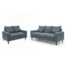 Panana 2 Piece Upholstered 3-Seat Sofa and Loveseat Sofa Set (Grey - Scroll Arm)