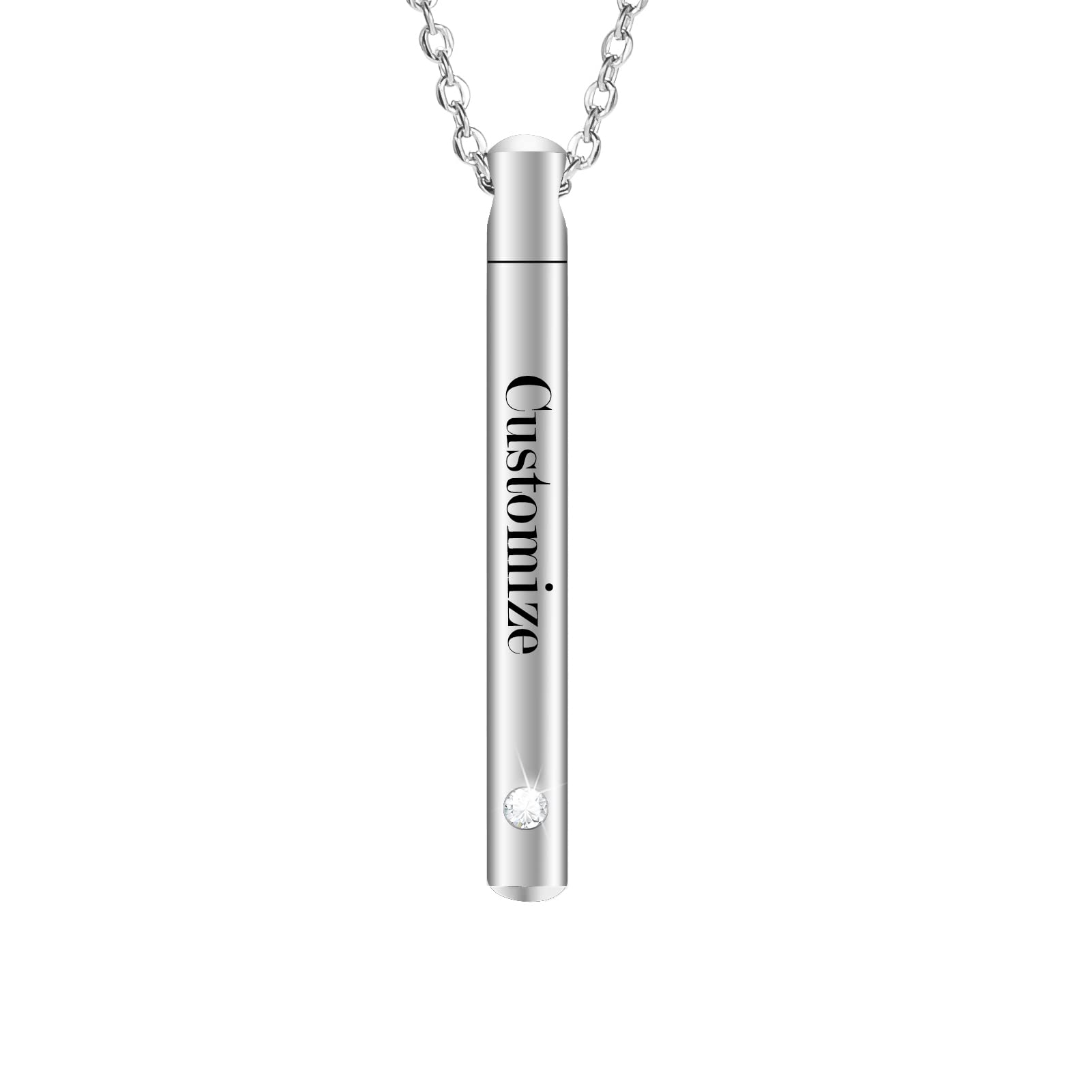 XIUDA Urn Necklace for Ashes Stainless Steel Cremation Necklace with Crystal Memorial Pendant Necklace