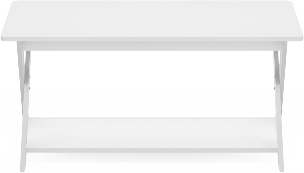 Furinno Modern Simplistic Criss-Crossed Coffee Table, White