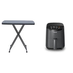 Iceberg Small Camping Personal Folding Table, Heavy Duty Utility Table, Adjustable Height, Charcoal, 19.5” L x 30” W x 28" H