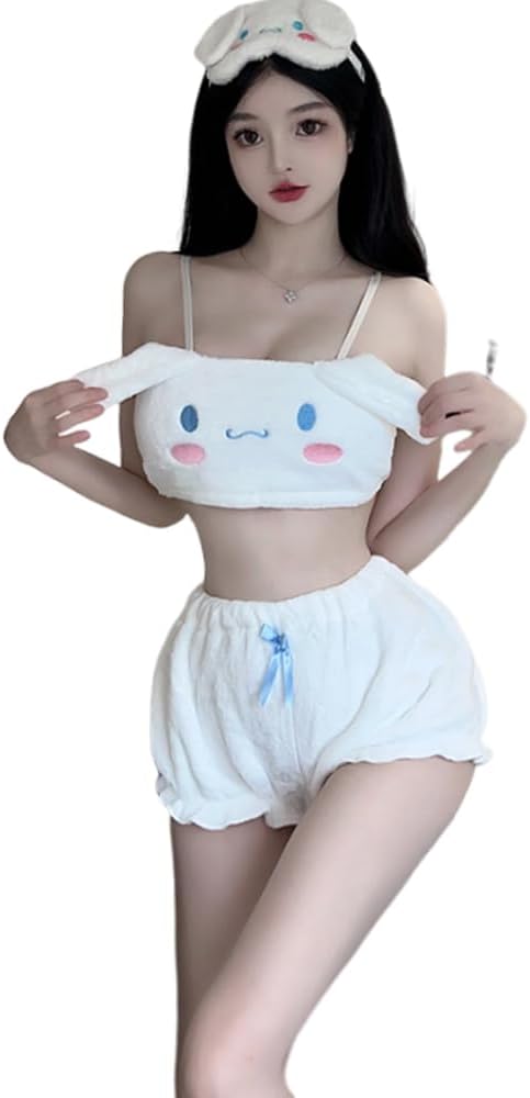 Women's sexy cosplay flannel underwear Japanese anime kawaii cute plush bathrobe pajamas