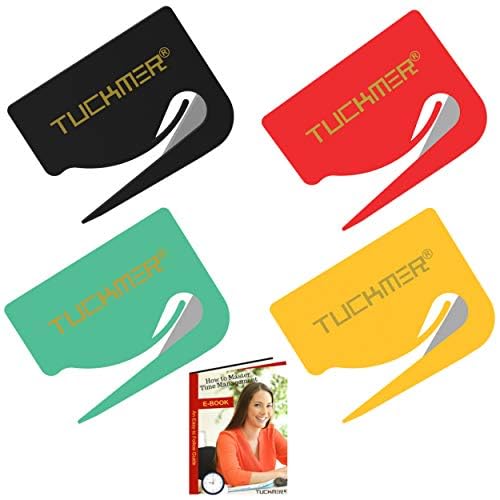 4 Pk Letter Opener Envelope Slitter - Mail Opener for Women, Men, Office, Home & Business. Envelope Opener with Safety Concealed Razor Blade and Guiding Tip for Perfect Cut - Set of 4 (Colors)