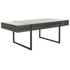 SAFAVIEH Home Collection Tristan Modern Rectangular Coffee Table COF7000B, 43.3" W x 23.6" L x 15.7" H, Natural/Black Metal Legs
