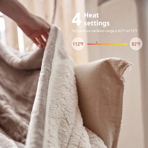 Opvarmet tæppe 50" x 60" - Opvarmet tæppe med 5 varmeniveauer og 3 timers automatisk slukning, maskinvaskbar, ETL &amp; FCC-certificering, overvarmebeskyttelse (Racoon) 