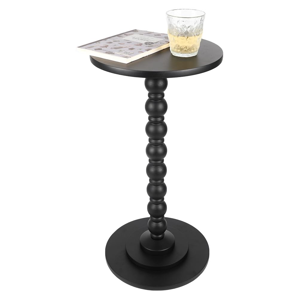 Round Side Table, Wood Drink Table for Small Spaces, Round End Table for Living Room, Bedroom, Sofa Couch, Corners (Classic, Brown)