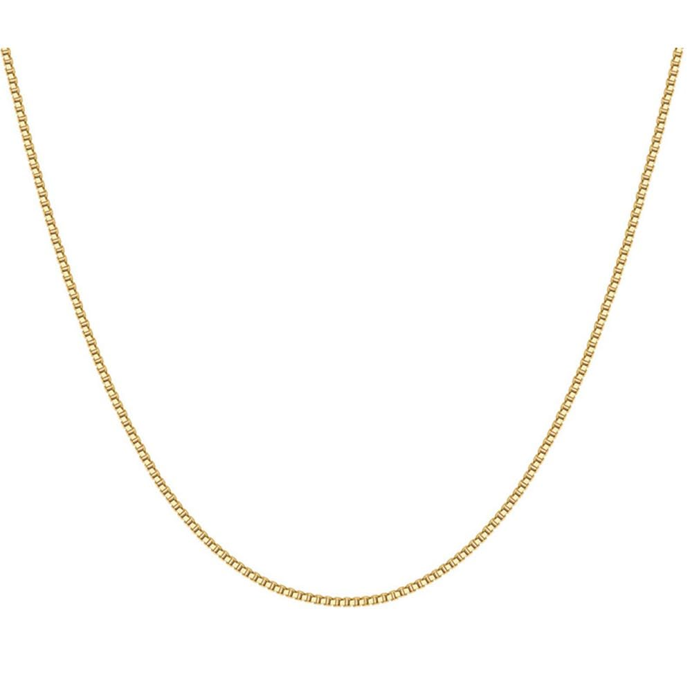 Collana a catena a scatola in oro giallo massiccio 14K Bigonice per donne e uomini, gioielli in oro per regalo (0,6 mm, 1 mm - Disponibile in lunghezze da 16 a 24 pollici) (0,6 mm, 16 pollici)