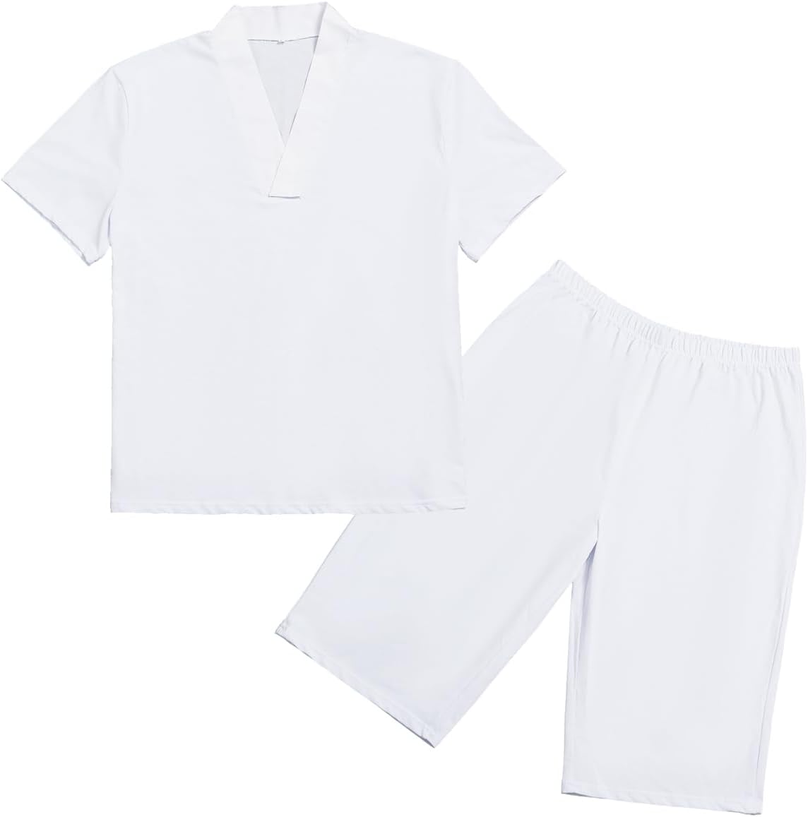 GRACEART Men's Japanese Kimono Underwear 1 Set (Hadajuban Shirt with Collar/Steteko Pants)