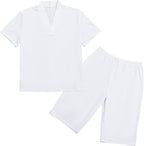 GRACEART Men's Japanese Kimono Underwear 1 Set (Hadajuban Shirt with Collar/Steteko Pants)