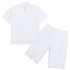 GRACEART Men's Japanese Kimono Underwear 1 Set (Hadajuban Shirt with Collar/Steteko Pants)