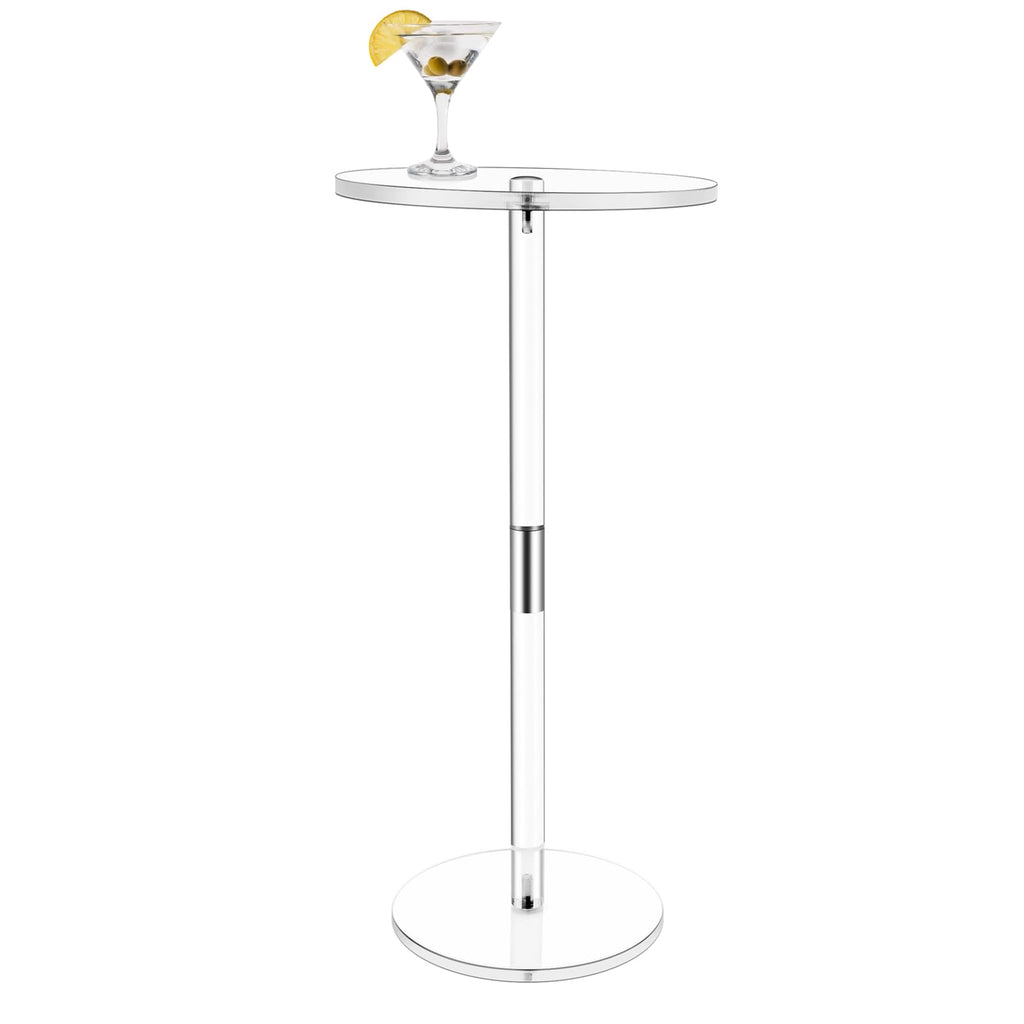 Acrylic Drink Table,Iridescent Clear Side Table for Small Spaces,Colorful Round Drink Side/End Table for Living Room,Bedroom,Bathroom,9.8" L x 9.8" W x 21.5" H