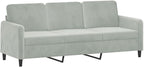 vidaXL 3-Piece Armchair Couch Set, Light Grey Velvet, 78 x 30.3 x 31.5 inches