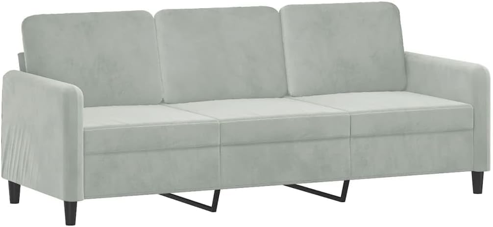 vidaXL 3-Piece Armchair Couch Set, Light Grey Velvet, 78 x 30.3 x 31.5 inches