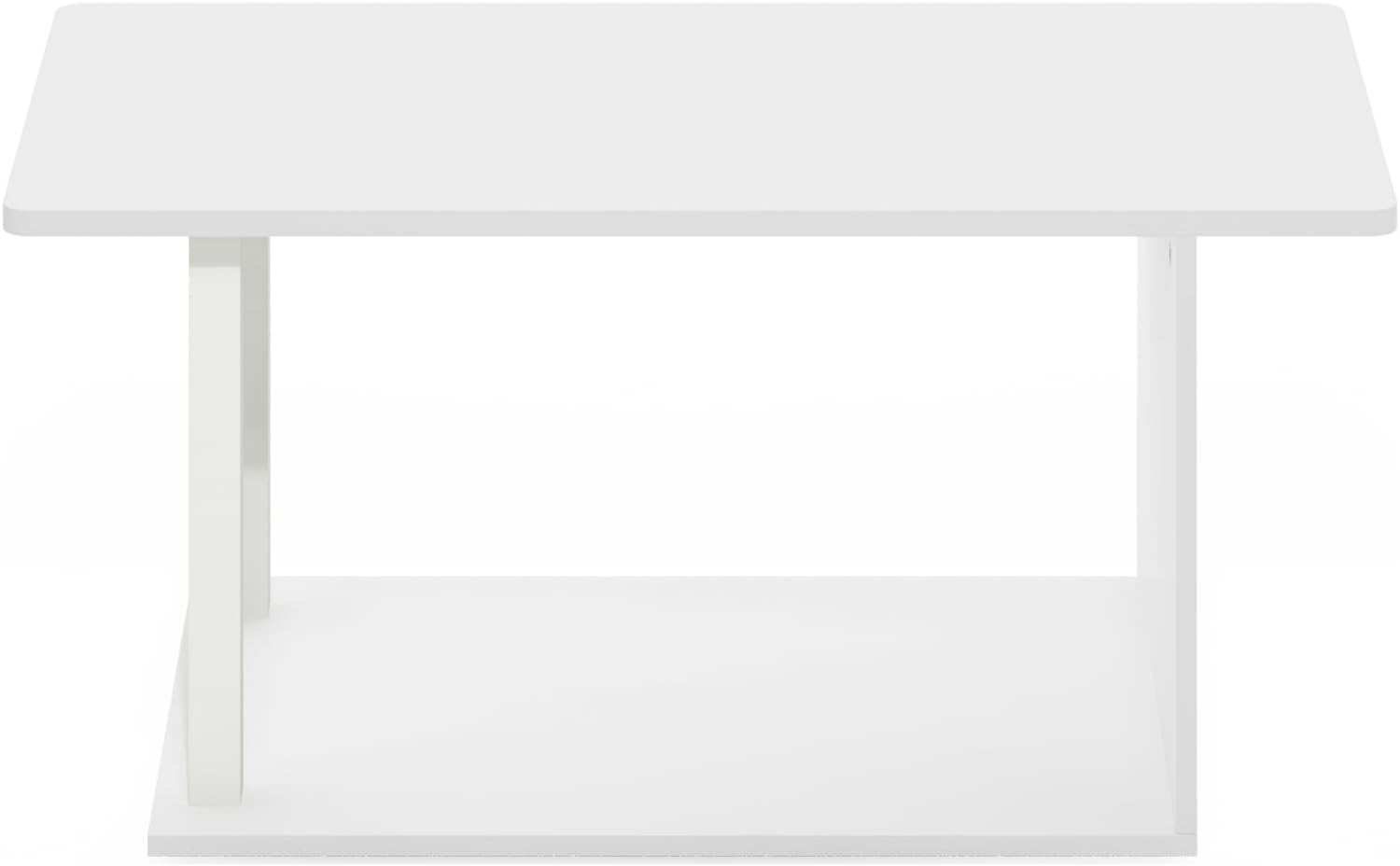 Furinno Basic Coffee Table, 2-Tier Modern Coffee Table with Open Shelf, Easy Assembly Side Table, for Living Room, Bedroom, Home Office, White