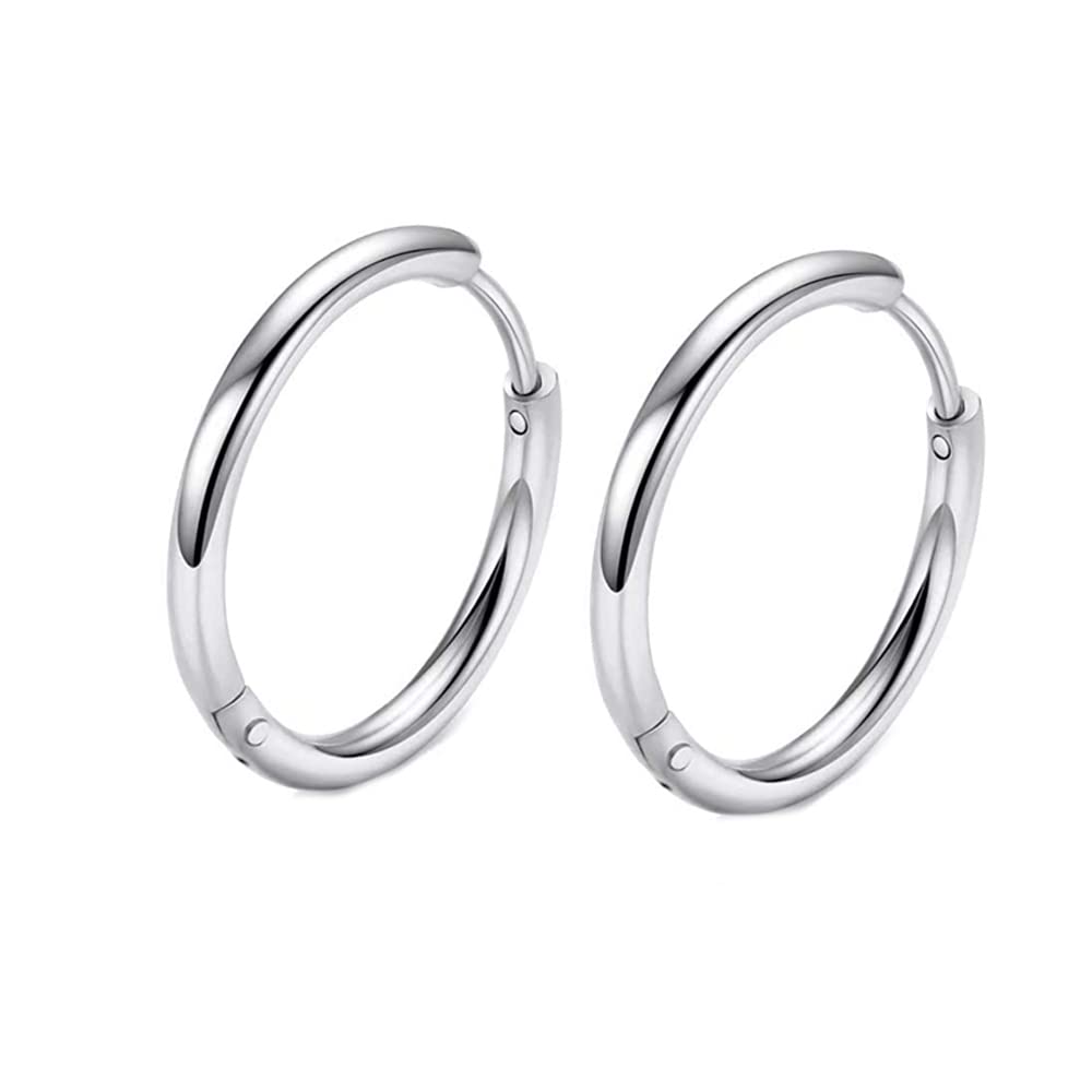 316L Surgical Stainless Steel Huggie Hoop Earrings 6mm 8mm 10mm 11mm 12mm 14mm Hypoallergenic Earrings Hoop Cartilage Helix Lobes Hinged Sleeper Earrings For Men Women