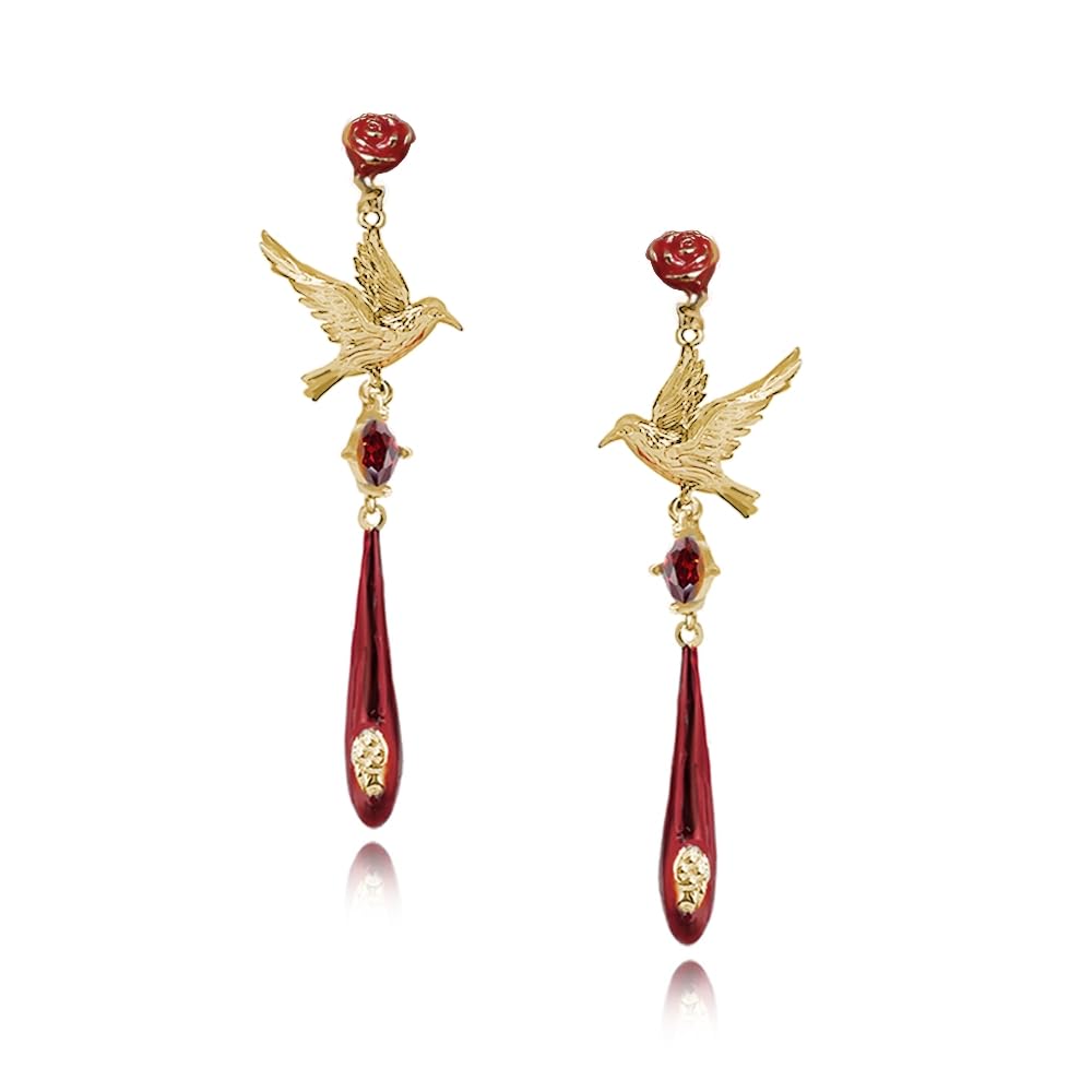 Hip-hop style gothic crow earrings red pendant earrings personalized animal jewelry fashion ladies jewelry M3499