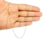 Colar de Corrente Caixa Espelhada de Ouro Maciço Real 10k da Jewelry Affairs, 0,6mm (20 Polegadas, Ouro Amarelo)