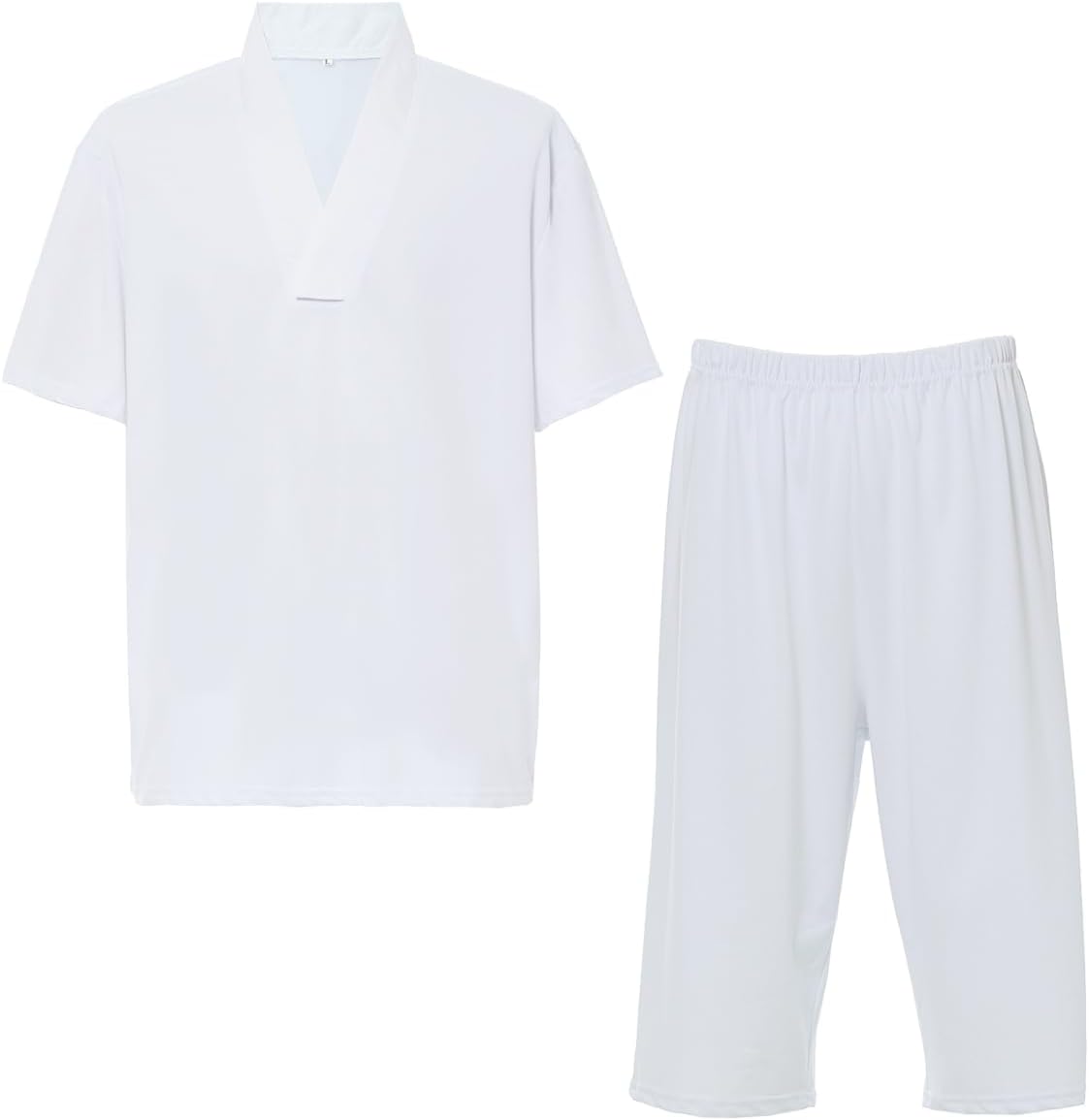 GRACEART Men's Japanese Kimono Underwear 1 Set (Hadajuban Shirt with Collar/Steteko Pants)