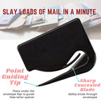 1InTheOffice Letter Opener, Envelope Opener Slitter Concealed Blade, Black 4 Pack