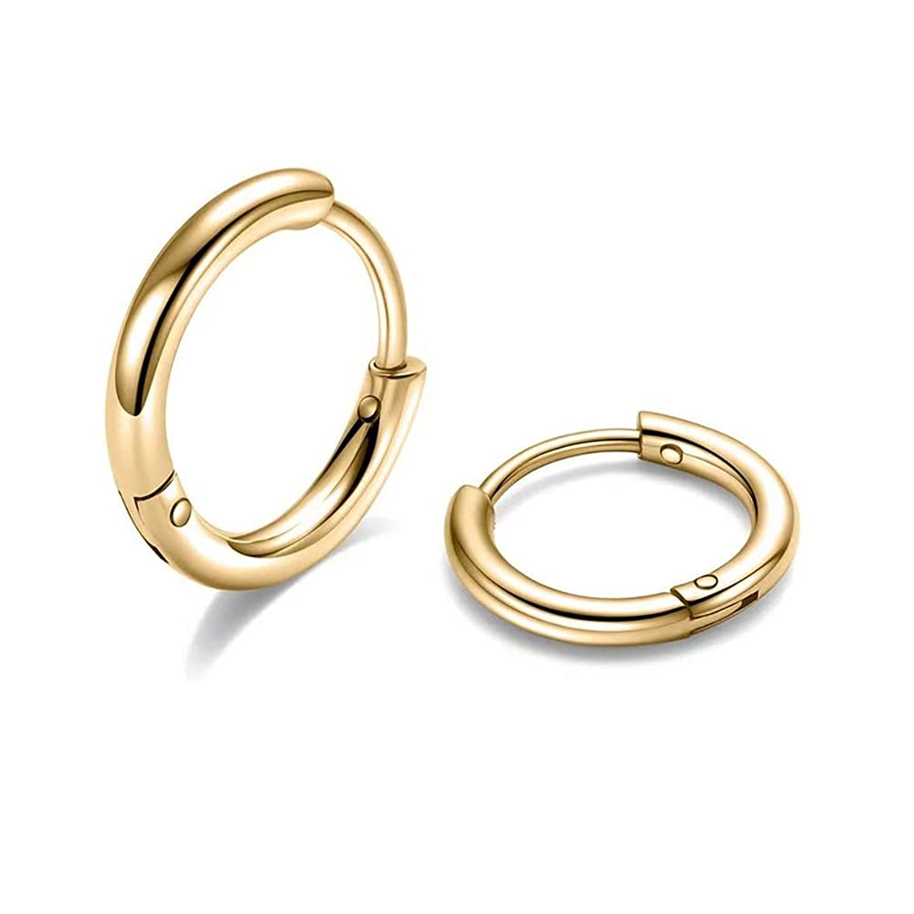 316L Surgical Stainless Steel Huggie Hoop Earrings 6mm 8mm 10mm 11mm 12mm 14mm Hypoallergenic Earrings Hoop Cartilage Helix Lobes Hinged Sleeper Earrings For Men Women