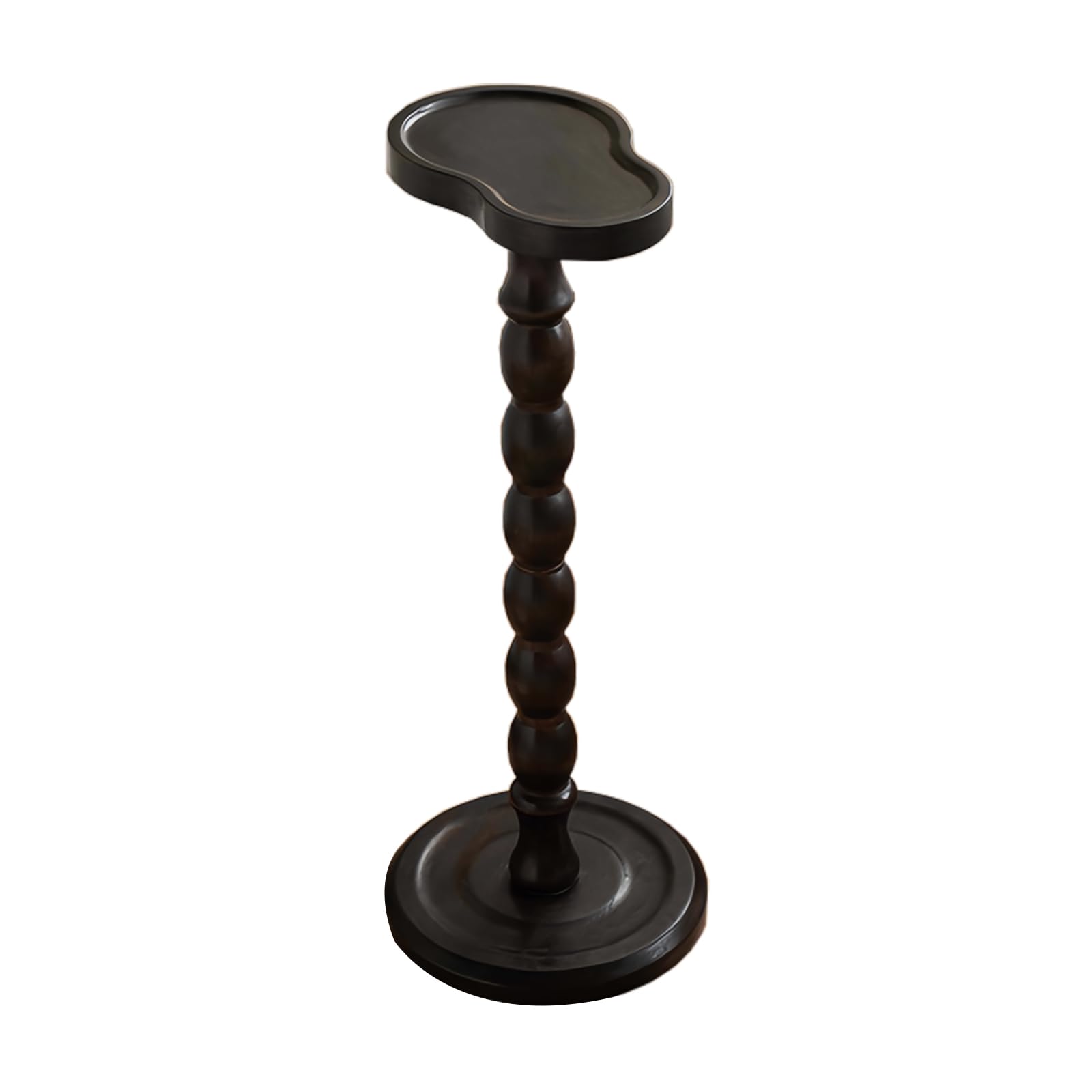 Wood Round Side Table, Small End Table, Plant Stand, Coffee ＆ Drink Table for Living Room,Patio, Bedside, Balcony, Indoor/Outdoor Use (Black)