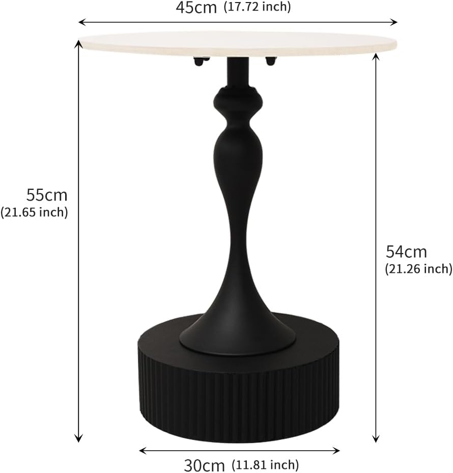 Side Table with Marble Top Metal End Table Modern Sofa Side End Table Coffee Round Side Desk for Couch Living Room Bedroom Outdoor