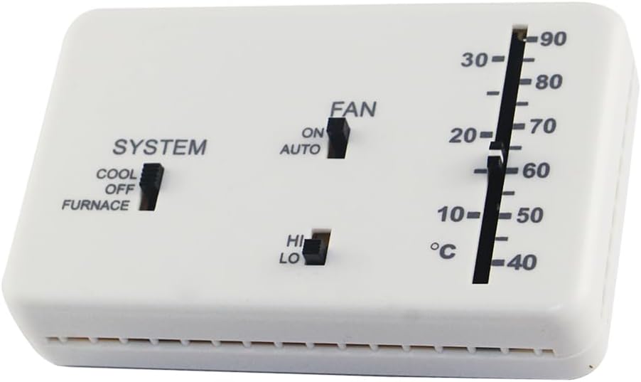 RV Thermostat, RV Analog Thermostat Replacement for Dometic 3106995.032 (Cool Only/Furnace) Controls The Heating and Cooling Systems in a Recreational (White)