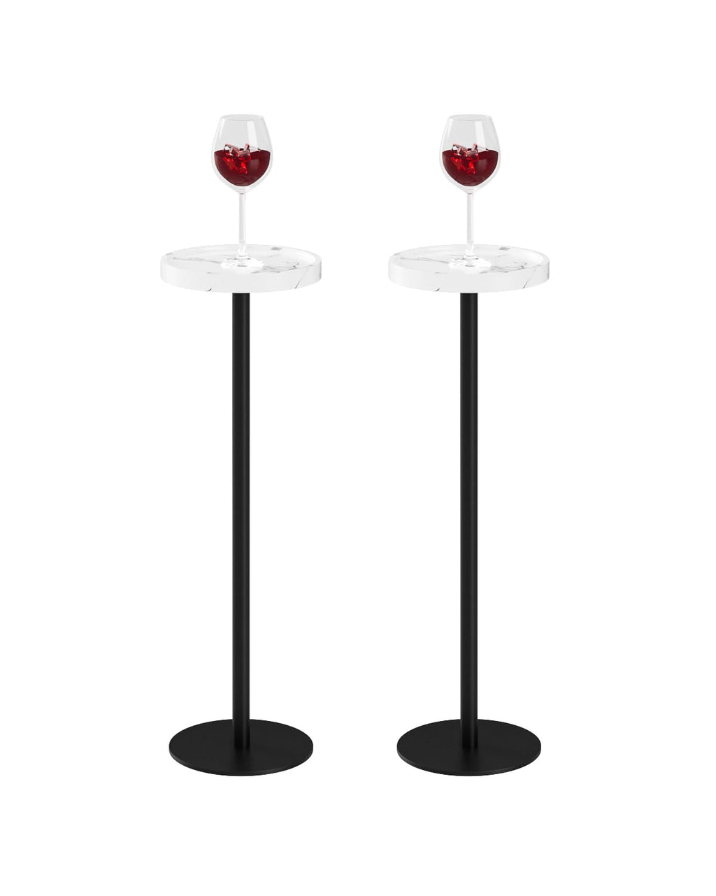 Drink Table, Small Pedestal Side Table, Round Cocktail Table, Circle Accent End Table with Metal Base, for Small Spaces (1, Brown Walnut)
