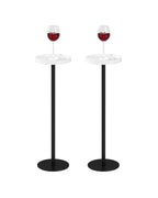 Drink Table, Small Pedestal Side Table, Round Cocktail Table, Circle Accent End Table with Metal Base, for Small Spaces (1, Brown Walnut)