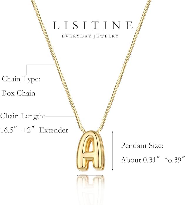 Lisitine Bubble Initial Halsketten Zarte goldene Buchstaben-Halskette 14K vergoldet Niedliche Namens-Choker-Halsketten für Frauen Trendiger goldener personalisierter Schmuck Geschenk für Frauen