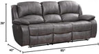Betsy Furniture Bonded Leather Reclining Sofa in Multiple Colors, 8018 (Grey, Sofa)