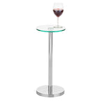 mDesign Glass Top Side/End Drink Table - Small Modern Round Accent Metal Nightstand Furniture for Living Room, Dorm, Home Office, and Bedroom - 9" Round - Clear/Soft Brass