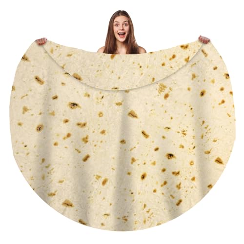 Bcareself Tortilla Blanket 2.0 Double Sided Adult Size Giant Double Sided for Kids Funny Realistic Food Personalized Throw Blanket Novelty Gift Taco Blanket Soft Flannel 60 inches Beige