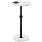 Set of 2 Small Round Side Table, Adjustable Height Drink Table, Pedestal Side Table with LED Light and Cup Mat, Coffee Martini Table, for Small Spaces, Rustic Brown and Black ETHR32E01S2