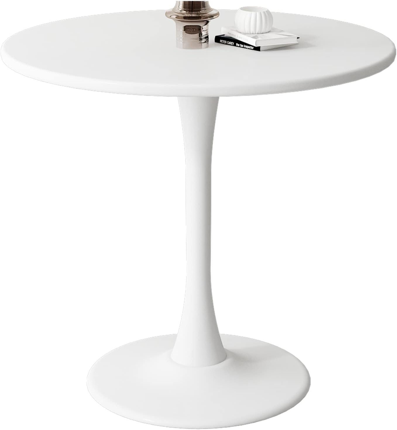 White Round Table Modern Tulip Dining Table White Round Kitchen Table Mid Century Coffee Table for Living Room, 24 inch