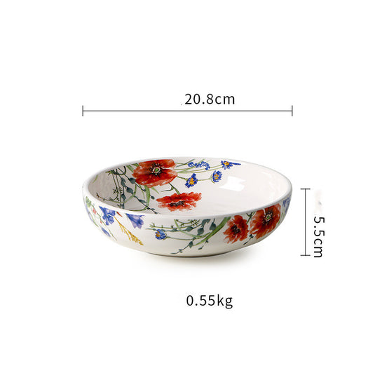 Creative Round Hand Painted Household Ceramic Plate 8 Inch