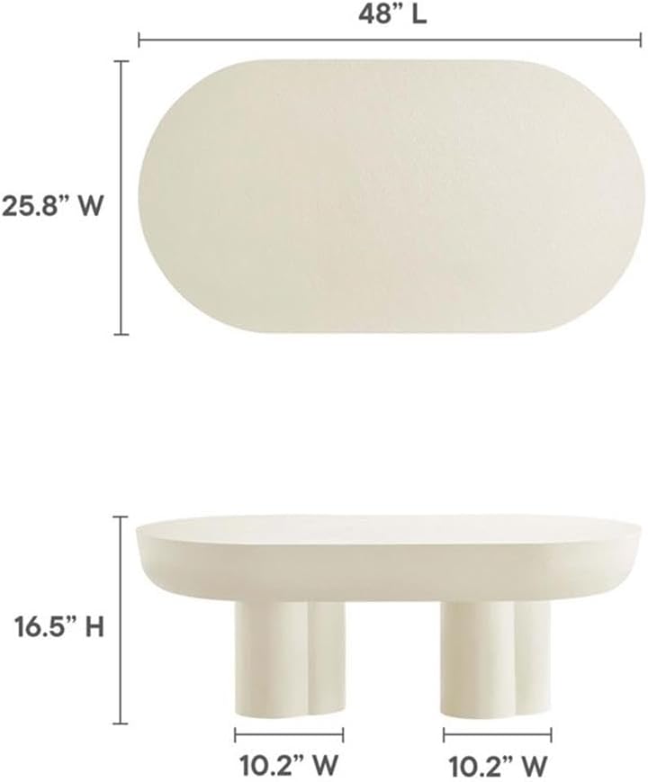 Modway EEI-6763-WHI Caspian Oval Concrete Coffee Table, White