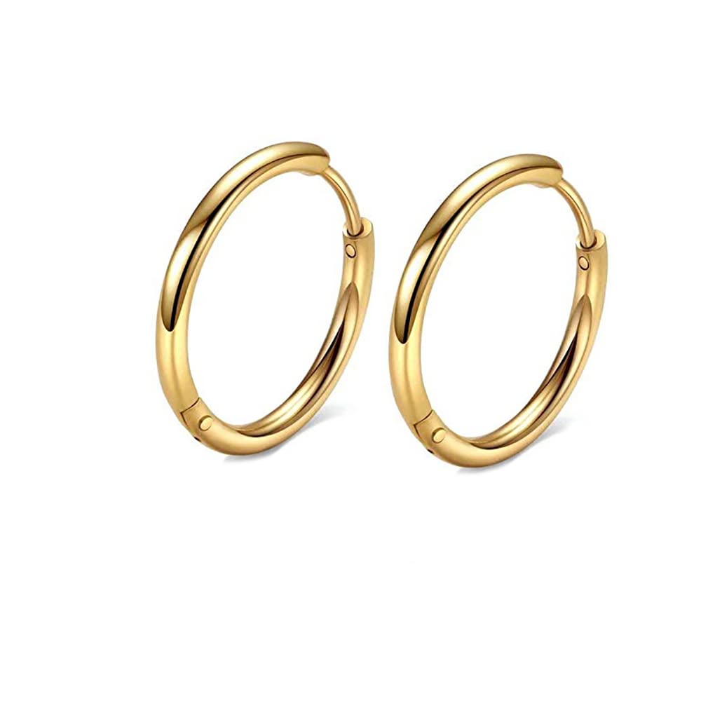 316L Surgical Stainless Steel Huggie Hoop Earrings 6mm 8mm 10mm 11mm 12mm 14mm Hypoallergenic Earrings Hoop Cartilage Helix Lobes Hinged Sleeper Earrings For Men Women