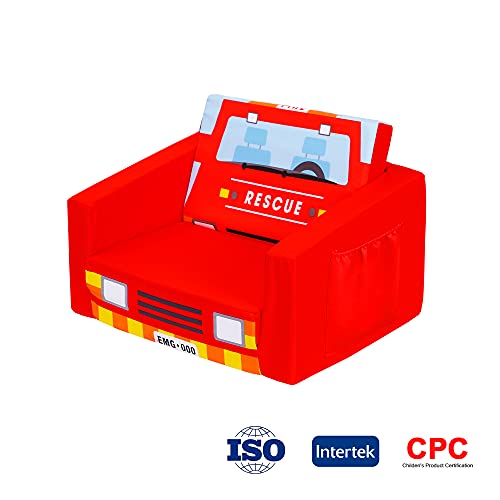 MallBest Kinder Sofas Kindersofa Baby Polstersofa Schlafsofa Übernachtungsstuhl Klappbarer Liegesessel (Rot/Feuerwehr)