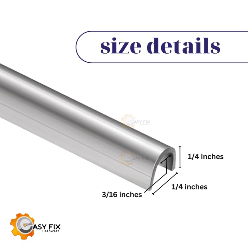 Easy Fix Hardware Snap On Repair Track Cover 1/4" inch for Sliding Patio Glass Doors | Sliding Door Repair Replacement Stainless Steel | Fix Sliding Glass Door Track Cover (6 Feet)