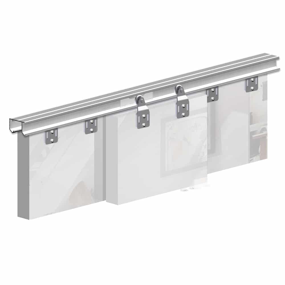 Sliding Closet Door Hardware Kit - 94-inch Double Track for 2 Or 3 Bypass Doors Up to 100lbs - SLID'UP 110 - Grand Goldman