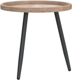 Tiita Round End Table Mental Side Table Nightstand/Small Wood Tables Accent Coffee Table with Wooden Tray for Living Room Bedroom Office Small Space